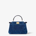 FENDI Peekaboo Mini Blue flocked denim bag with Night Butterfly embroidery - Image 5